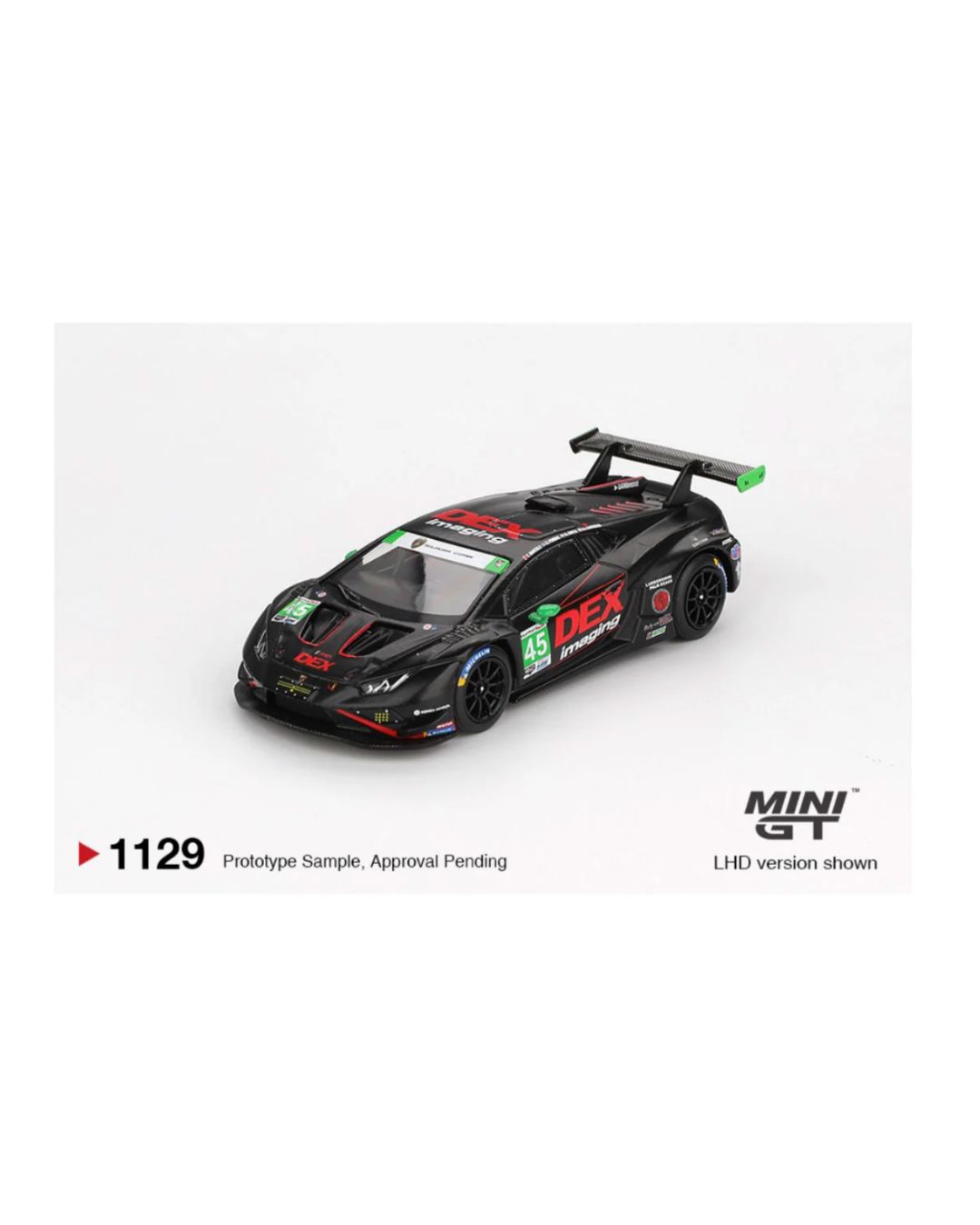 Mini GT Blister #1129: Lamborghini Huracán GT3 EVO2 #45 No. 45 DEX Imaging 2024 IMSA Daytona 24 Hrs: Actual unit · Back 6