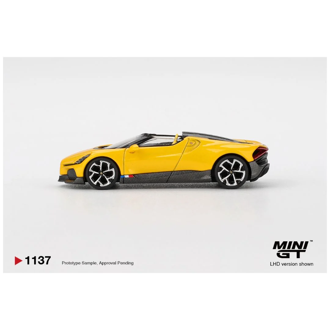 Mini GT Blister #1137: Bugatti W16 Mistral Yellow: Catalogue Image 4
